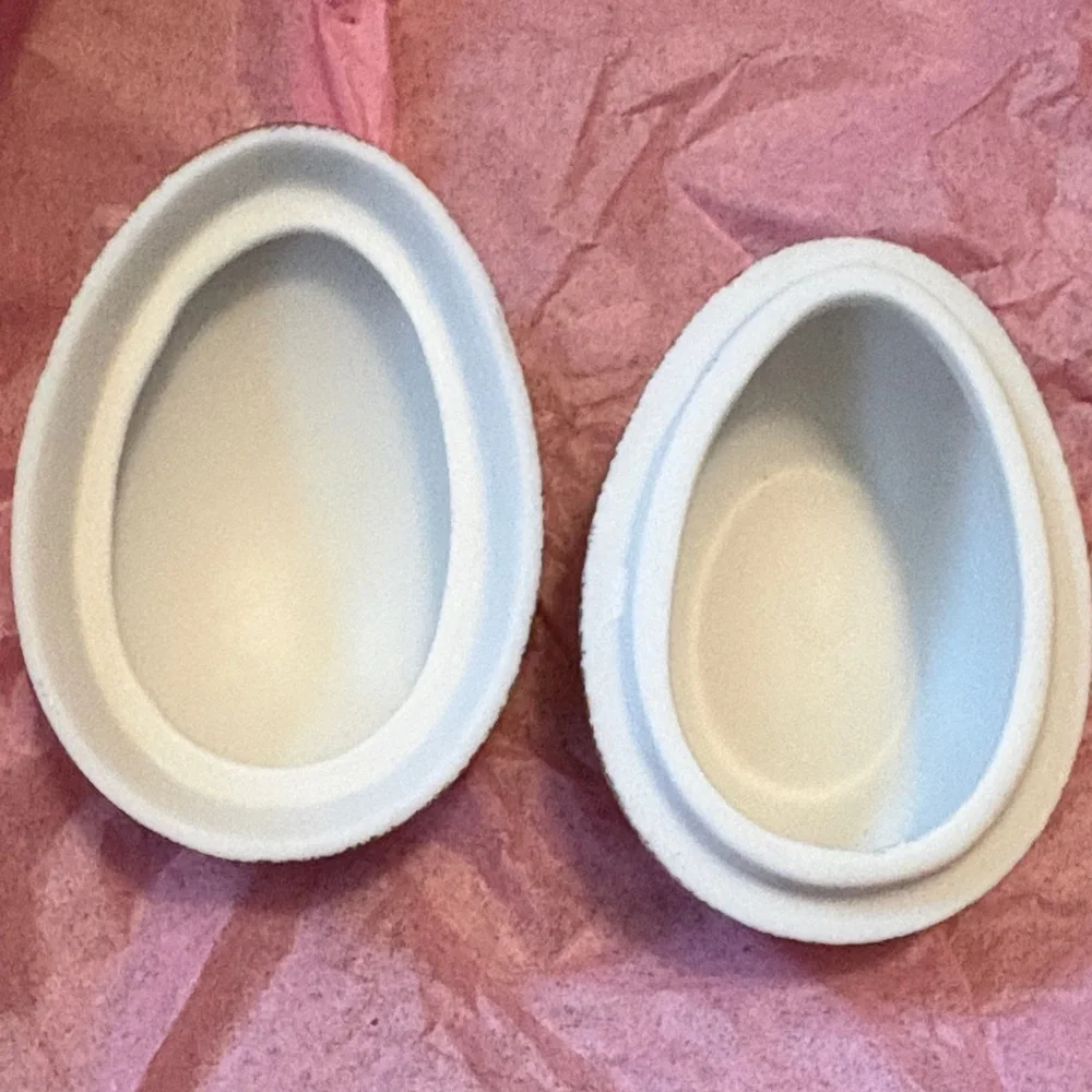 Hand-Painted Floral Egg Trinket Box in White and Purple